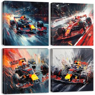 Imagem de Graffiti Cyberpunk Decor Formular arte de parede de carro legal pôsteres de carro para quarto de adolescentes colorido abstrato carros de corrida impressões em tela neon rua pop esportes arte sala de