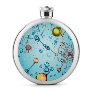 Imagem de Cantil de aço inoxidável, biologia abstração química impressão clássica garrafa de bolso garrafa anca garrafa de viagem garrafa portátil garrafa de metal