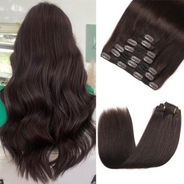 Imagem de Clip in Hair Extensions Rimoss Real Human Hair Castanho escuro