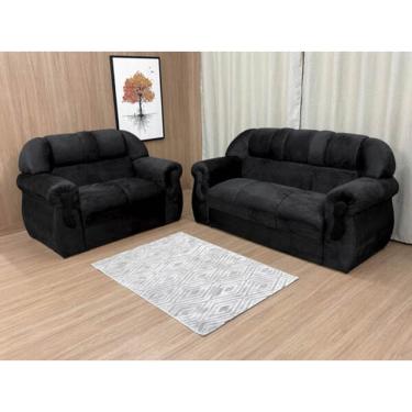 Imagem de Jogo de Sofá de 2 e 3 Lugares Luxo Resistente Preto
