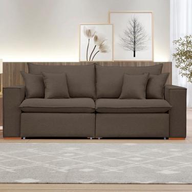 Imagem de Sofá 4 Lugares Barcelona Retrátil Veludo/Marrom - Celflex