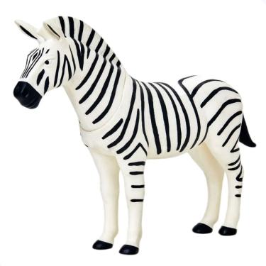 Imagem de Boneco Zebra Vinil 30cm Safari Brinquedo Realista Adijomar