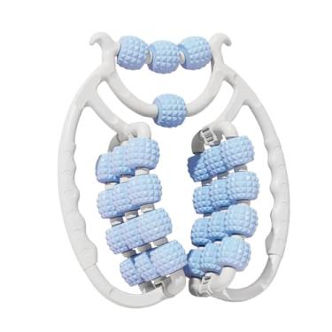 Imagem de Ysyqkn Rolo de massagem para pernas, braçadeira circular para pernas, rolo ergonômico portátil compacto para coxas com 28 rodas para exercícios de ioga na, Azul