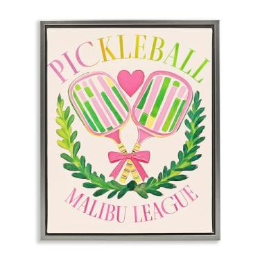 Imagem de Stupell Industries Pickleball Malibu League Gray Framed Floater Canvas Wall Art Design por Jess Stempel, 21 x 17