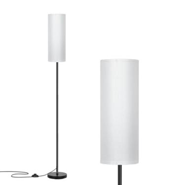 Imagem de FRIDEKO HOME Luminária De Chão Com Cúpula Branca, Design Simples, Interruptor Pedal, Luminárias Altas E Pequenas Para Sala Estar, Quarto Escritório, Canto Suporte, Poste Preto (Sem Lâmpada/Sem Contr