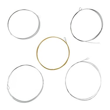 Imagem de 5 String Banjo String Conjunto de aço inoxidável ressonância completa notas altas notas confortáveis ​​de mão confortável Substituição de desempenho para músicos profissionais