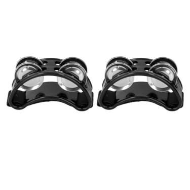 Imagem de Instrumento profissional de percussão de pandeiro de pé ajustável para performances e festas ABS ABS PLÁSTICA METAL NYLON ROPE 2PCS (Preto)