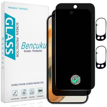 Imagem de Bencuku Pacote com 2 protetores de tela de privacidade de vidro temperado para Google Pixel 10 Pro XL com 2 protetores de lente de câmera, dureza 9H, sem bolhas, compatível com capas