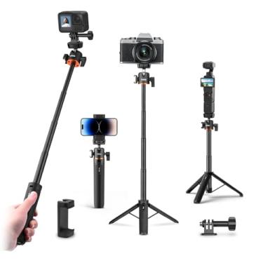 Imagem de Mini tripé para câmera de celular, mesa de mesa de 53 cm, haste de extensão Vlog com clipe de telefone, cabeça esférica de 360°, sapata, para iPhone DSLR Webcam, Go Pro, Insta 360, acessórios de ação