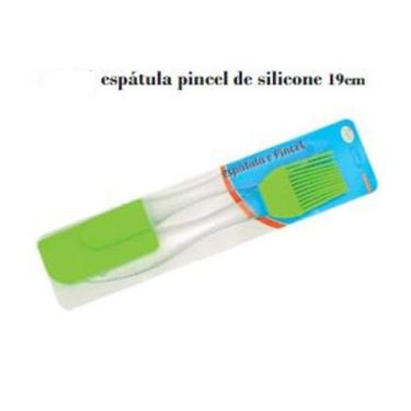 Imagem de Kit Cozinha Espátula E Pincel De Silicone Cabo Acrílico 19cm - NoBrand