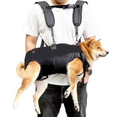 Imagem de Peitoral grande para levantar cães com alça para suporte de perna traseira, assistência de mobilidade - confortável, durável, reabilitação de animais feridos (preto)