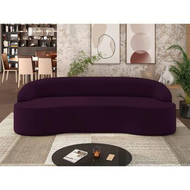 Imagem de Sofá 3 Lugares Curvo Sala de Estar Living Lótus D02 Veludo Roxo 210 cm C-292 - Lyam Decor