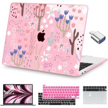 Imagem de Teryeefi Capa para MacBook Pro 33.0 cm A2338 M2 M1 Chip A2251 A2289 A2159 A1989 A1706 (2025 2024 2023 2022-2016), capa rígida rosa transparente com capa de teclado Trackpad adaptador tipo C, bonito