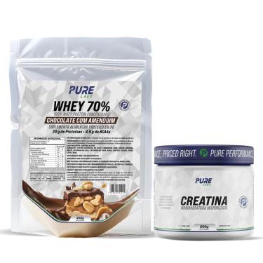 Imagem de Kit Whey Protein 70% Concentrado 450g + Creatina 500g Pure-Unissex