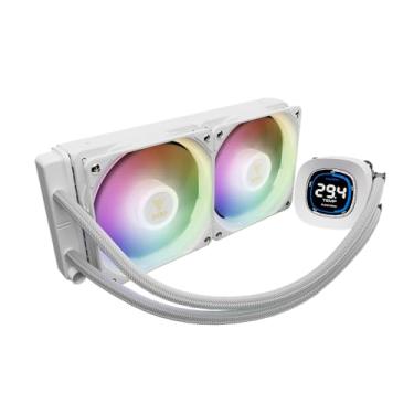 Imagem de Water Cooler Gamdias Aura GL240 Digital Branco ARGB Intel LGA20XX,1851, 1700, 1151, 1150, 1155, 1156, 1200 / AMD AM5, AM4, AM3