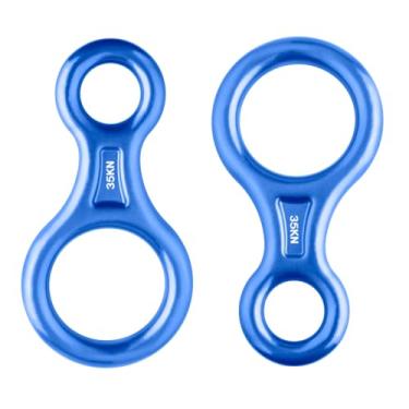 Imagem de Azarxis 35 KN Boneco de resgate para escalada, placa de rígimento de Descender 8, equipamento de Rappel de alta resistência e grande para Rappeling, Belaying, escalada de árvores, rigging de seda aérea, Blue - Pack of 2