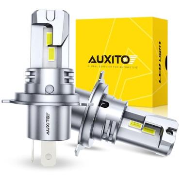 Imagem de AUXITO Lâmpadas H4 9003 HB2 Hi/Low Beam, 40.000LM 900% Super Brilhante, 6500K Branco Frio, Sem Ventilador e Silencioso, Plug and Play, Pacote com 2