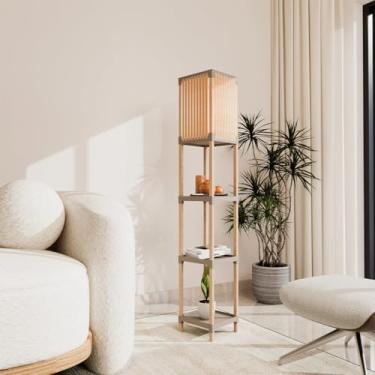 Imagem de Luminária de Chão com 3 Prateleiras em Madeira - Nabrise