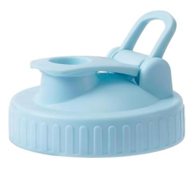 Imagem de Tampa de bico de frasco de vidro de boca larga - 1 peça de tampa de bico de vidro colorido sem vazamento, tampas de vidro com tampa flip top fácil de usar, sem gotejamento, fácil de limpar, adequado