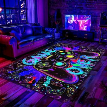 Imagem de Auetwyona Tapete de jogos para sala de estar - Tapete colorido para área de videogame, decoração de quarto de menino adolescente, tapete de jogador para quarto/sala de jogos/sala de jogos - Tapete