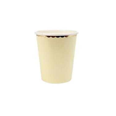 Imagem de Disposable Tableware Paper Disposable Cup Candy Color Hot Stamping Paper Cup Creative(yellow-8.5cm-10pcs cups)
