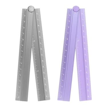 Imagem de Generic 2 réguas retas dobráveis de 30 cm, transferidor métrico de liga de alumínio, régua angular dobrável, ferramenta de medição geométrica com linha angular para escritório de arquiteto, cinza