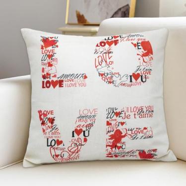 Imagem de Almofada decorativa de pelúcia macia para o Dia dos Namorados, presente romântico para casais, branco