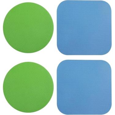 Imagem de 4 peças de abridor de frasco, borracha, abridor de garrafa de silicone multifuncional para idosos com artrite, mãos fracas, tampa, tampa, almofadas, porta-copos de cozinha (azul claro, verde)