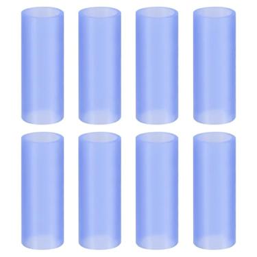 Imagem de 8 peças de pontas de canudo de silicone, capas de palha de metal, pontas de canudos reutilizáveis macias adequadas para canudos de aço inoxidável OD de 12 mm/0,47" (azul, 42 mm de comprimento)
