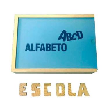 Imagem de Brinquedos Educativos Alfabeto Móvel em Madeira 40 Peças