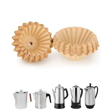Imagem de 150 filtros de café para cafeteira cru com orifício central – compatível com Farberware 8/12 xícaras, COLETTI Bozeman 12 xícaras, Primula Today 9 xícaras, Elite Gourmet EC812, PRC-12N