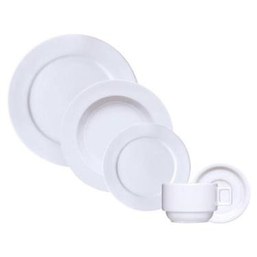 Imagem de Jogo Jantar Chá Branco 30 Peças Porcelana Germer 6 Pessoas - Porcelana