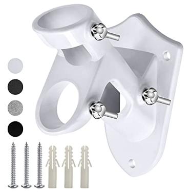 Imagem de Suporte para mastro de bandeira, suporte para mastro de bandeira de casa de 2 posições, suporte de alumínio resistente – Ferragens de aço inoxidável – Forte e à prova de ferrugem – Diâmetro interno de 2,5 cm (branco-1 unidade)