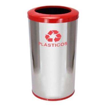 Imagem de Lixeira Em Aço Inox 30X70Cm Com Aro Pintado 50L  C31 
