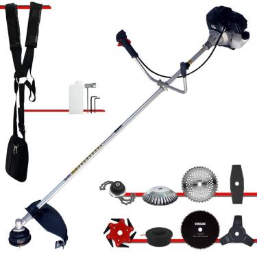 Imagem de Roçadeira Profissional Toyama RT43LB25A 43cc 2T 1,7HP Com Carretel + Facas 2 Pontas, 3 Pontas, 6 Pontas, 40 Dentes, 80 Dentes, Trimmer e Escova de Aço
