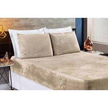Imagem de Jogo De Cama Casal Queen 3 Peças Soft Manta Microfibra Cáqui - Nathali