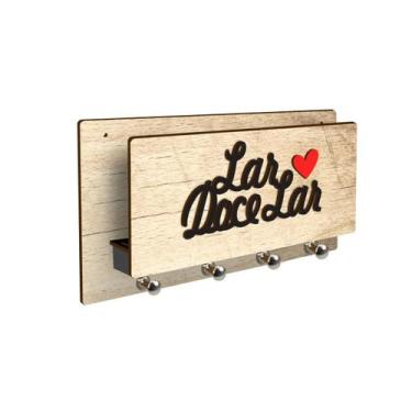 Imagem de Porta Chaves Com Porta Cartas Lar Doce Lar Em Mdf - Spezialle