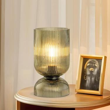 Imagem de Candeeiro de mesa Gmrhndy Green Ribbed Glass On/Off Switch