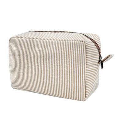 Imagem de Bolsa de cosméticos GFU Seersucker Travel Toiletry Organizer Brown