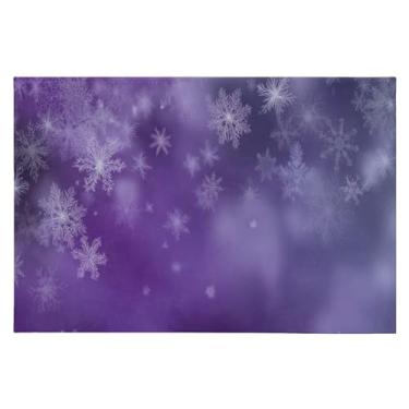 Imagem de Blueangle Tapete de Natal 5 x 7 – Capacho lavável antiderrapante para entrada, cozinha, banheiro, varanda com estampa de flocos de neve roxos (239)