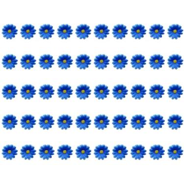 Imagem de Bairdish 50 peças de mini flores falsas de seda pequenas margaridas falsas a granel para artesanato, flores de feltro, cabeças de girassol artificiais soltas para artesanato faça você mesmo, festa de
