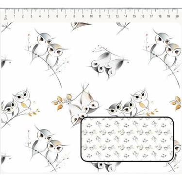 Imagem de Tecido Tricoline Digital Coleção Style Owl Corujas em duplas e trios 50 x 150 cm