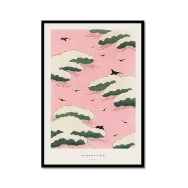 Imagem de Pôster Hasui Kawase Ohara Koson Impressões Katsushika Hokusai Pintura em Tela Onda Japonesa Arte de Parede Hiroshige Imagens para Decoração de Casa (SKU10,12 x 40,6 cm = (30 x 40 cm), Moldura de metal