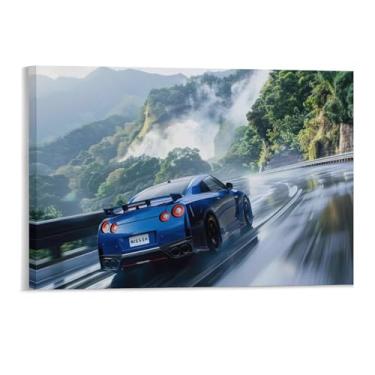 Imagem de HouLaiZhe Carro modificado japonês Jdm R35 Drift Speed Cool Posters Tela Estética Decoração de parede Pintura de parede Impressão de sala de galeria Decoração de parede para quarto sala de estar