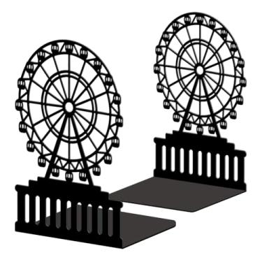 Imagem de Peacoblue Suportes de livros de metal para prateleiras, tampas de livros de estudo resistentes decorativas modernas para escritório, mesa, prateleira, sala 13,5 x 11 x 20 cm de ferro fundido simples