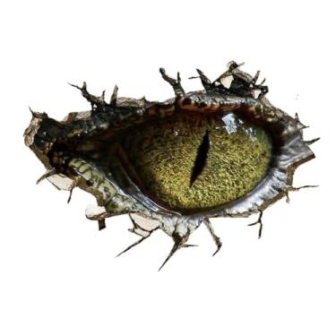 Imagem de MaiKeAYang Decalques de parede 3D, murais, decorações de parede de vinil removíveis, olhos de crocodilo para sala de estar, quartos de bebê, quarto, banheiro, casa, parede, decoração DIY