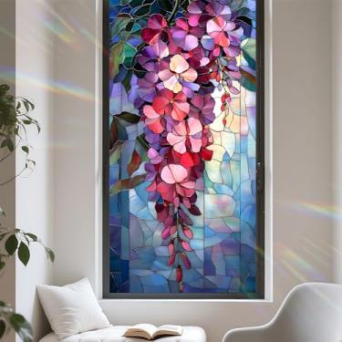 Imagem de Película de privacidade para janela, design de vitral com aderência estática, proteção solar, não adesiva, capa removível para escritório doméstico 43 x 100 cm (nº 9)