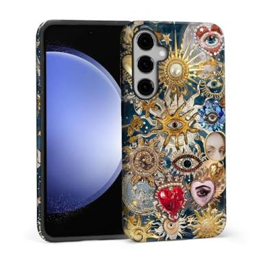 Imagem de DAIZAG Capa para Samsung Galaxy S25 FE, berloques vintage, mosaico, design de corpo inteiro, híbrido, dupla proteção, TPU macio + capa protetora de policarbonato rígido à prova de choque resistente a