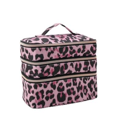 Imagem de Bolsa de maquiagem Millennium Style, bolsa de armazenamento de maquiagem com compartimento independente portátil de três camadas, fecho de zíper de grande capacidade para beleza e produtos de higiene