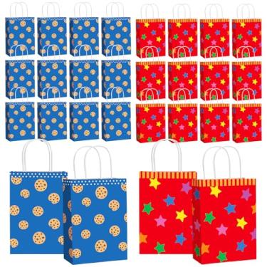 Imagem de Epakh 24 peças de sacos de papel para festa de animação de desenho animado com alças para lembrancinhas de festa de aniversário de crianças e adultos (biscoito, estrela)